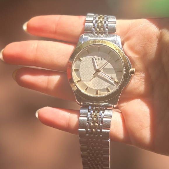 Gucci G Timeless 126.4 Men Watch 40mm Round Quartz White Dial Date Vintage Swiss - Picture 2 of 4